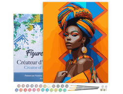 Peinture par Numéro Figured'Art avec Cadre - Fille Africaine traditionnelle - Kit de Loisir Créatif DIY Numéro d'Art Complet - 40x50cm toile tendue sur châssis