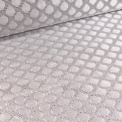 Tissu Jacquard Rayures noires pois argentés sur fond Blanc