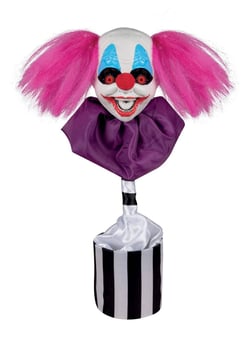 Automate Tête de clown MDR - rose - animé, sonore, lumineux - 45cm