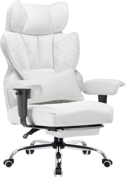 Chaise de bureau ergonomique - COMHOMA - Cuir PU blanc