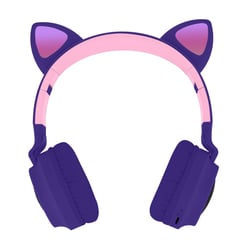 Avizar Casque Audio Sans Fil Bluetooth 5.0 Design Oreilles de Chat avec LED Fuchsia