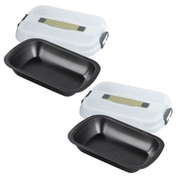 Ensemble de 2 Moules à gâteaux rectangulaire avec couvercle de transport 34 x 24 cm Zenker Bake Click and Go