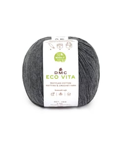Fil de coton recyclé ECO VITA pour tricot et crochet - 100GR - DMC 102 Anthracite