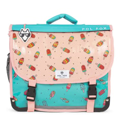 Cartable scolaire 38 cm - POL FOX Ice Pop - Rose et bleu - Fille, réversible, 2 compartiments, motif glace