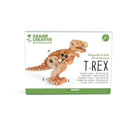 T - Rex Maquette en bois 3D mécanique à assembler - Graine Creative - Vert