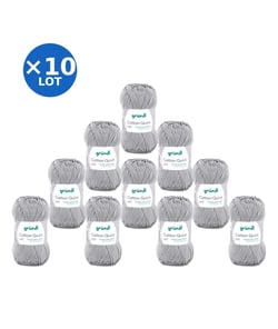 Lot de 10 pelotes COTTON QUICK UNI de Gründl – 500 g de coton mercerisé certifié Oeko-Tex 151 Gris