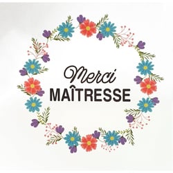Transfert textile Merci Maitresse 10 x 10 cm
