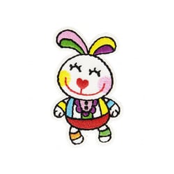 Ecusson thermocollant Lapin happy 6cm x 3cm