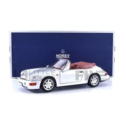 Voiture Miniature de Collection - NOREV 1/18 - PORSCHE 911 Carrera 2 Cabriolet - 1990 - Silver