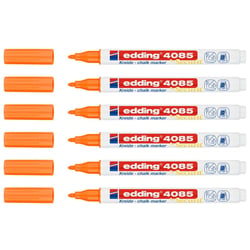Lot de 6 marqueurs craie liquide - EDDING - Orange fluorescent - Pointe 1-2 mm
