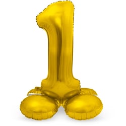 Ballon Aluminium avec base Chiffre 1 Doré - 72 cm