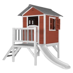 AXI Maisonnette Lodge XL en bois Rouge toboggan Blanc - Axi House