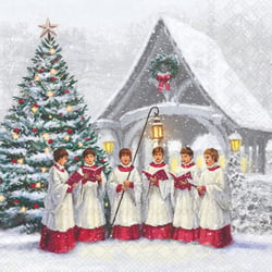 Lot de 4 serviettes en papier découpage collage 33 cm CHANT DE NOEL N 600