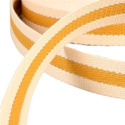 Bobine 20m sangle 3 bandes fil métal coton 30mm jaune moutarde