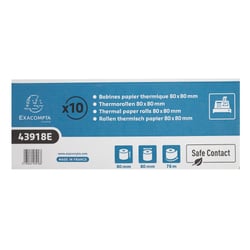 Bobine pour tickets de caisse 80x80mm - 76m - 1 pli thermique 52g/m2 - Safe Contact. - Blanc - x 30 - Exacompta