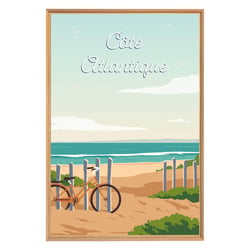Tableau mural encadré illustration plage côte Atlantique 65x97 cm