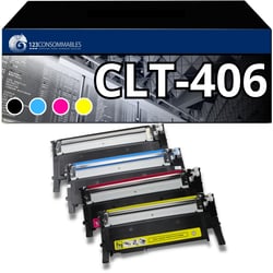 123CONSOMMABLES - P406C - Toner Compatible avec Samsung Xpress C460W CLX 3300 3305 3305W C467W CLT-406S (Noir/Cyan/Magenta/Jaune) - 123CONSOMMABLES