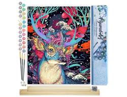 Peinture par Numéro Figured'Art - Renne de Noël Moderne - Kit de Loisir Créatif DIY Numéro d'Art Complet - 40x50cm toile roulée + châssis en bois à monter