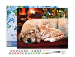 Peinture par Numéro Figured'Art avec Cadre - Sieste entre amis - Kit de Loisir Créatif DIY Numéro d'Art Complet - 40x50cm toile tendue sur châssis