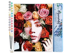 Peinture par Numéro Figured'Art - Visage de roses - Kit de Loisir Créatif DIY Numéro d'Art Complet - 40x50cm sans châssis en bois