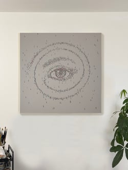 Tableau peinture originale sur toile — L'Œil du Monde — art contemporain — Art mural Calbarracin — 100 x 100 cm