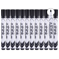 Lot de 12 marqueurs effaçables à sec pointe ogive 2.0mm - DELI - Noir