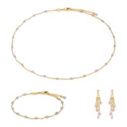 Collier, bracelet et boucles d'oreilles Elyssa en pierres Améthyste - Sloya