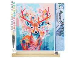 Peinture par Numéro Figured'Art - Cerf coloré en fleurs - Kit de Loisir Créatif DIY Numéro d'Art Complet - 40x50cm toile roulée + châssis en bois à monter