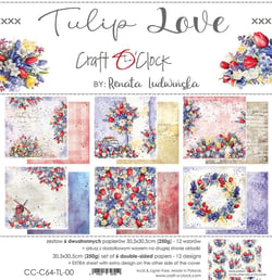 6 papiers scrapbooking 30 x30 cm Craft O' Clock TULIPE LOVE