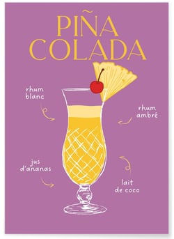 Affiche Cocktail Piña Colada 2 | A3 : 29,7x42cm
