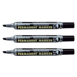 Lot de 3 marqueurs permanents MAXIFLO NLF60 - PENTEL - Pointe biseautée 1 - 3,5 mm - Noir