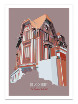 Affiche 30 x 40 cm - La Rochelle - La maison du chat - Artmoric