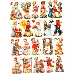 Découpes vintage, enfants nostalgiques, feuille 16,5x23,5 cm, 2 flles/ 1 Pq.