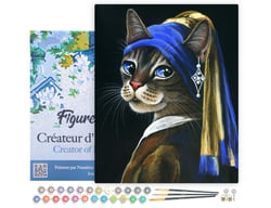Peinture par Numéro Figured'Art avec Cadre - La jeune minette à la perle - Kit de Loisir Créatif DIY Numéro d'Art - 40x50cm toile tendue sur châssis