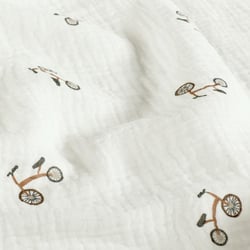 Tissu Double gaze de Coton petites draisienne sur fond Blanc cassé
