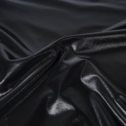 Tissu Simili cuir d'habillement souple brillant uni Noir