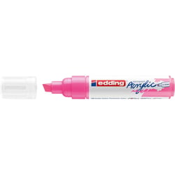 Lot de 5 marqueurs peinture acrylique pointe biseautée large - EDDING - Rose fluorescent