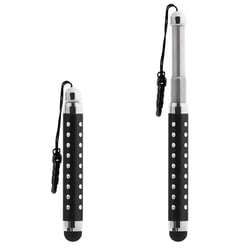 Avizar Stylet Retractable avec Strass pour Écran Tactile - Attache Jack 3.5 mm Noir
