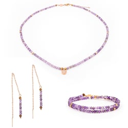 Collier, bracelet et boucles d'oreilles Lumia en pierres Améthyste - Sloya