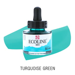 Flacon de 30 ml - Encre aquarelle Ecoline Acuarela - Vert Turquoise - Concentrée