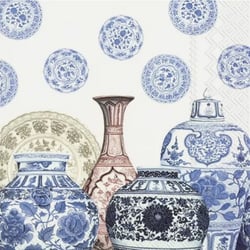 Lot de 4 serviettes en papier découpage collage 33 cm PORCELAINE D 121