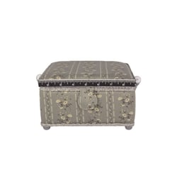 Boîte à couture 20x20x11cm fleurs grises