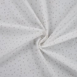 Tissu Popeline de  Coton  cœurs taupes Zivy sur fond Blanc cassé - Au mètre