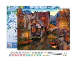 Peinture par Numéro Figured'Art avec Cadre - Canaux chaleureux - Kit de Loisir Créatif DIY Numéro d'Art Complet - 40x50cm toile tendue sur châssis