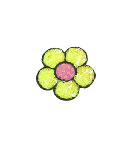 Lot de 3 écussons thermocollants  fleur sequins jaune maïs 8,5x7cm