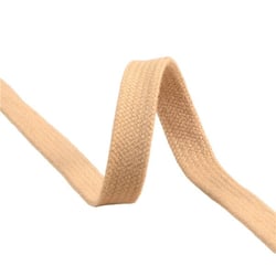 Tresse tubulaire plate au mètre 100 % coton 15mm beige