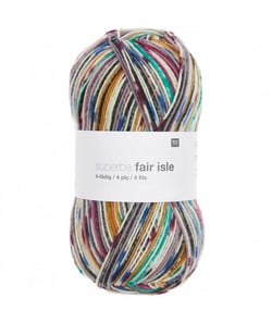 Pelote de laine à chaussettes à tricoter Superba Fair Isle 4 fils - 100GR - Rico Design 01 Baie/moutarde