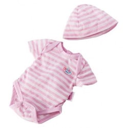 Body raye rose et blanc + bonnet poupon 43 cm baby born - zapf creation (02)