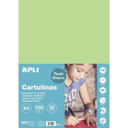 Apli 14232 - Carton de couleur vert clair format A4 180gr. 210x297mm