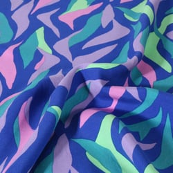 Tissu Viscose lenzing EcoVero Flammes Tropicales sur fond Bleu roi
